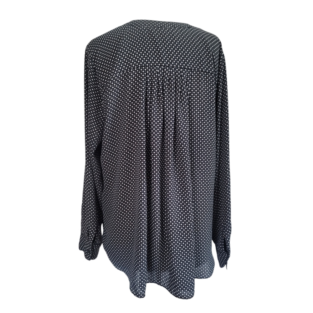 Lane Bryant 18/20 Black Cream Polka Dotted Blouse - Picture 3 of 5